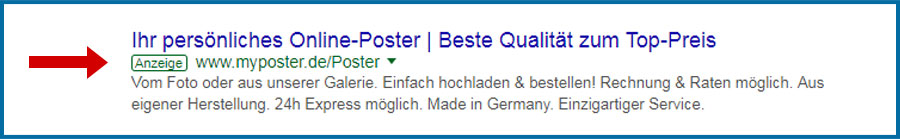 Beispiel einer Google Werbeanzeige